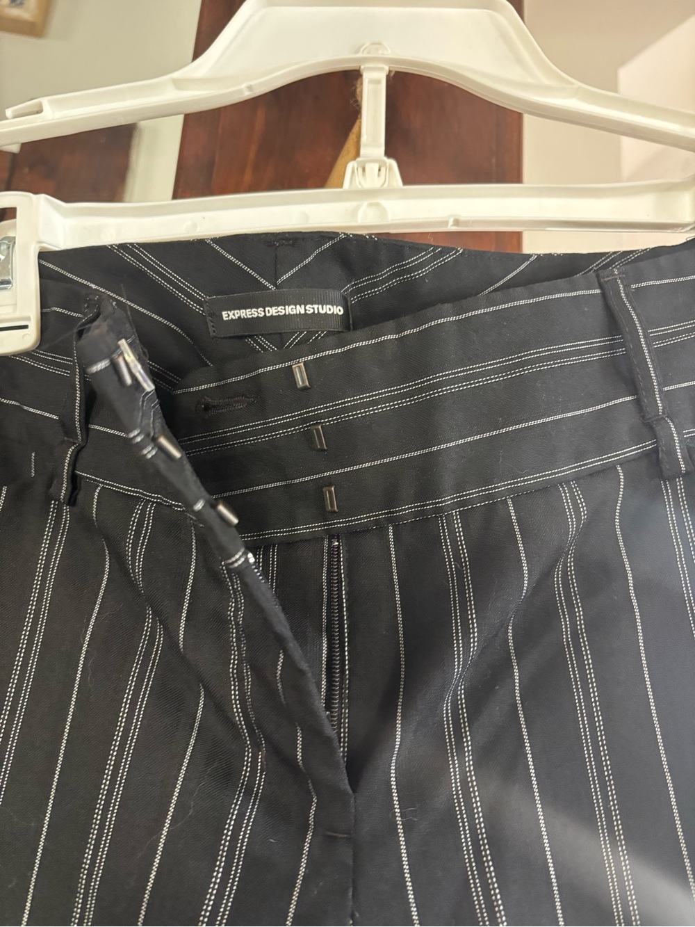 Women’s  Black Pinstripe Dress Trousers - Picture 2 of 5